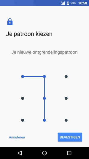 Teken het ontgrendelingspatroon nogmaals en selecteer BEVESTIGEN