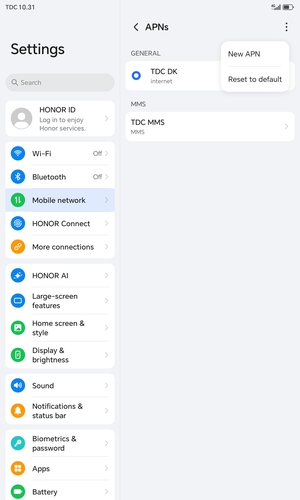 Select Reset to default