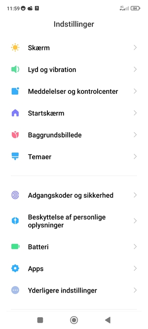 Scroll til og vælg Adgangskoder & sikkerhed