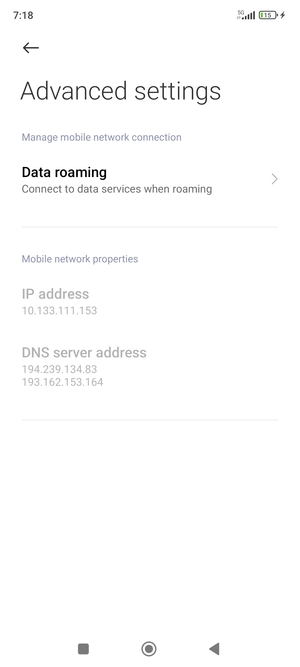 Select Data roaming