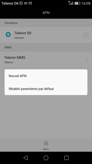 Sélectionnez Menu puis Rétablir paramètres par défaut