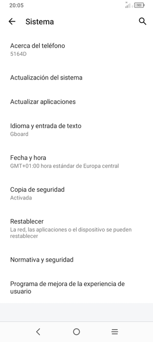 Seleccione Actualización del sistema