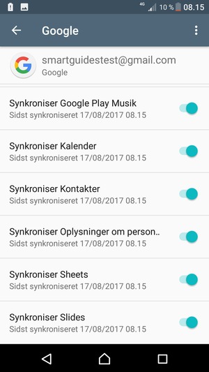Kontroller at Synkroniser Kontakter er valgt