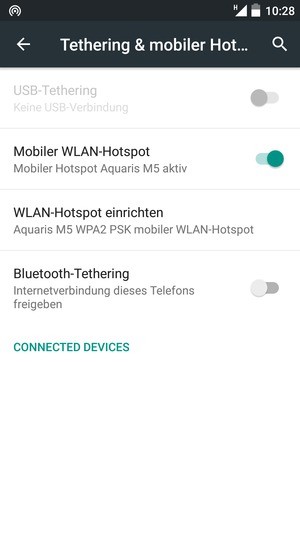 Ihr Handy ist jetzt für die Verwendung als Modem eingerichtet