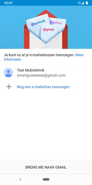 Selecteer BRENG ME NAAR GMAIL
