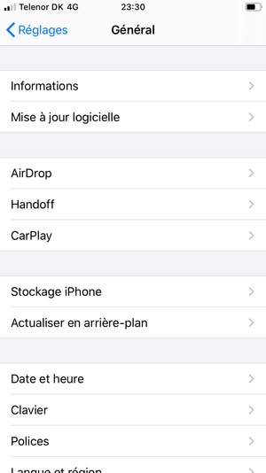 Sélectionnez Mise à jour du logicielle