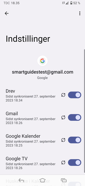 Dine oplysninger vil blive synkroniseret