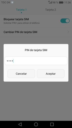 Confirme su nuevo PIN de SIM y seleccione Aceptar