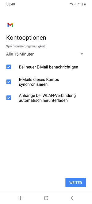 Wählen Sie WEITER