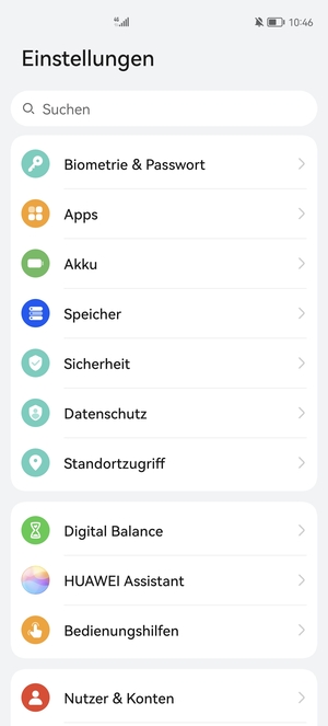 Um Ihre Bildschirmsperre zu aktivieren, gehen Sie zum Einstellungen Menü und wählen Sie  Biometrie & Passwort