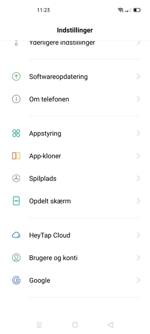 Scroll til og vælg Softwareopdatering
