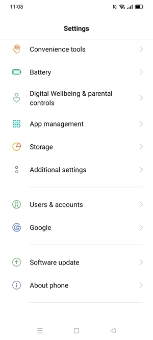 Scroll to and select Software update