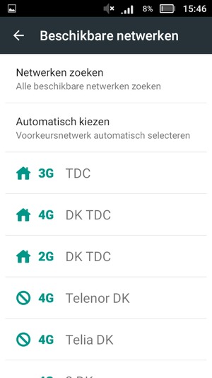 Selecteer een netwerkoperator uit de lijst