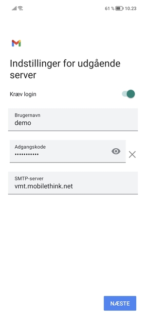 Indtast udgående serveradresse