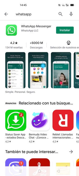 Seleccione la aplicación