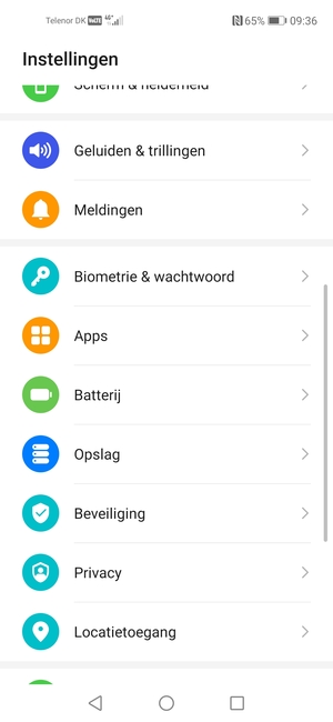 Scroll naar en selecteer Beveiliging