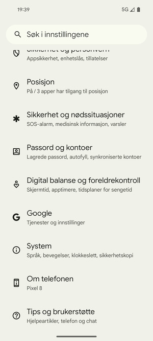 Bla til og velg System