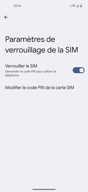 Sélectionnez Modifier le code PIN de la carte SIM