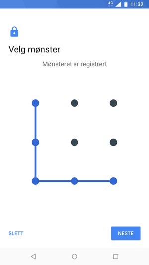 Tegn et opplåsingsmønster og velg NESTE