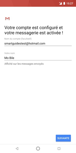 Donnez un nom à votre compte et saisissez votre nom. Sélectionnez SUIVANTE
