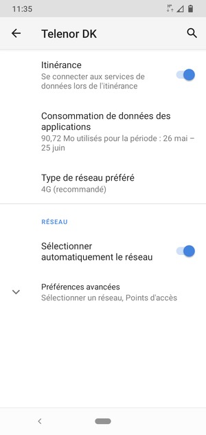 Activer ou désactiver Itinérance