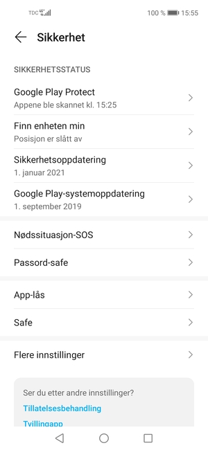 Velg Flere innstillinger