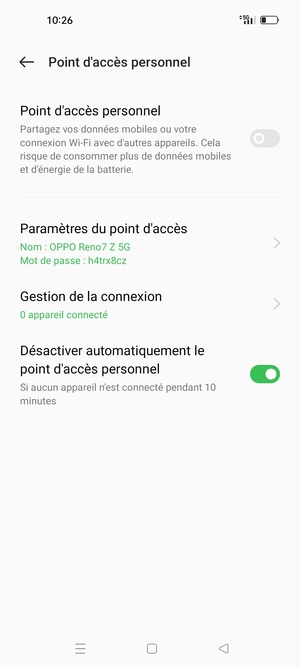 Sélectionnez Paramètres du point d'accès