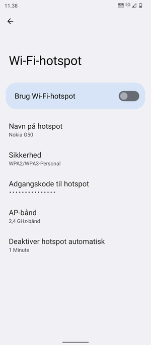 Vælg Adgangskode til hotspot