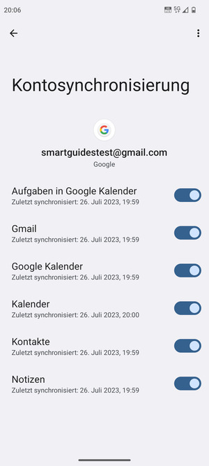 Stellen Sie sicher, dass Kontakte ausgewählt ist