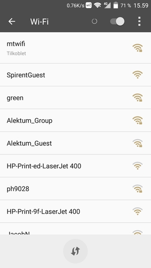 Du er nå koblet til Wi-Fi-nettverket