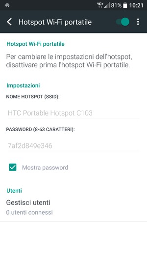 Il telefono è ora pronto per essere usato come modem