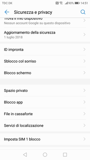 Seleziona Imposta SIM blocco