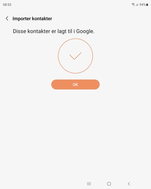 Kontaktene dine blir lagret på din Google-konto og lagret på telefonen din neste gang Google synkroniseres.