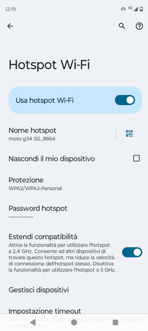 Il telefono è ora pronto per essere usato come modem
