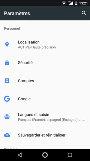 Faites défiler et sélectionnez Sécurité