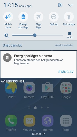 Aktivera Energisparläge
