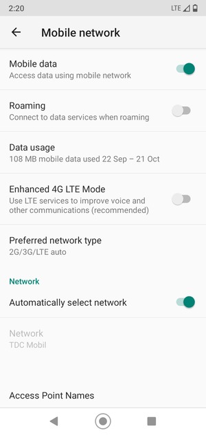Turn Automatically select network off