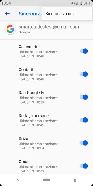 Seleziona Sincronizza ora