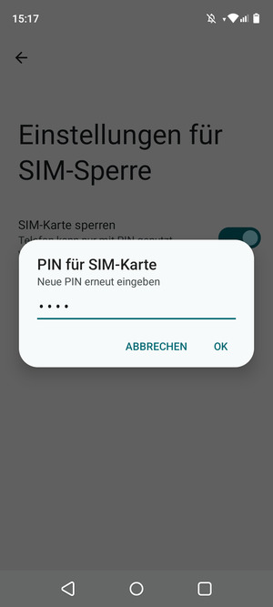 Bestätigen Sie Ihre neue PIN der SIM-Karte und wählen Sie OK