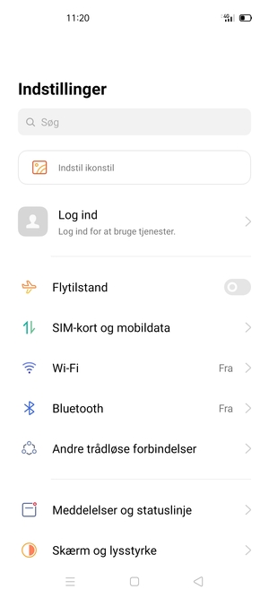 Vælg SIM-kort og mobildata