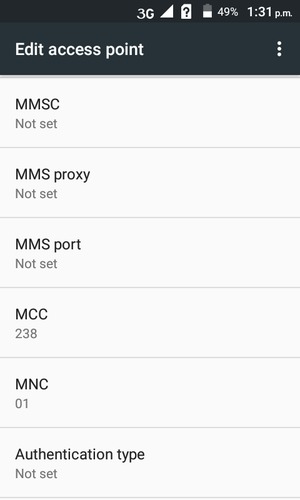 Scroll down and enter MMS information