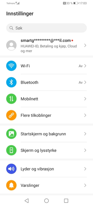 Velg Huawei-ID