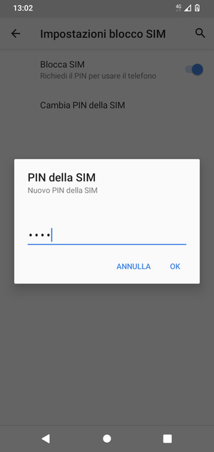 Inserisci Nuovo PIN della SIM e seleziona OK