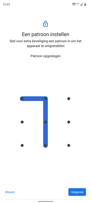 Teken een ontgrendelingspatroon en selecteer Volgende