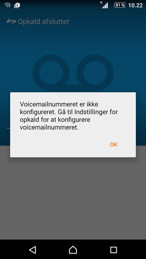 Hvis din telefonsvarer ikke er sat op, vælg OK