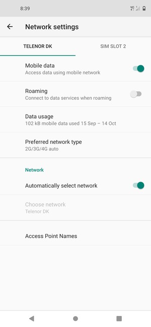Select Preferred network type