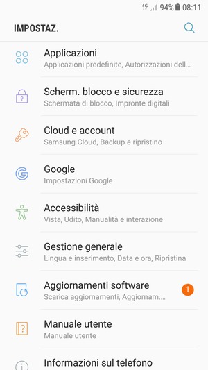 Scorri e seleziona Cloud e account