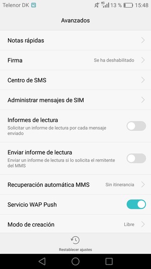 Seleccione Centro de SMS