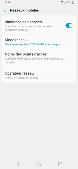 Activer ou désactiver Itinérance de données
