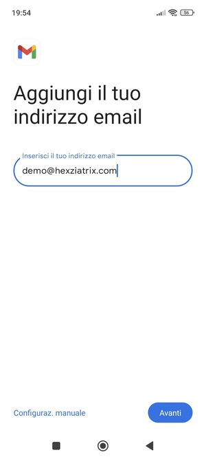Inserisci il tuo indirizzo email e seleziona Avanti